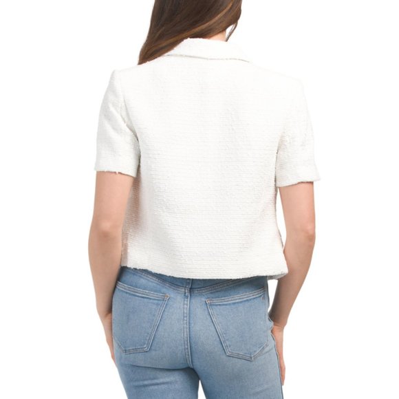 ENDLESS ROSE White Tweed Double Breasted Short Sleeve Blazer - Picture 2 of 2
